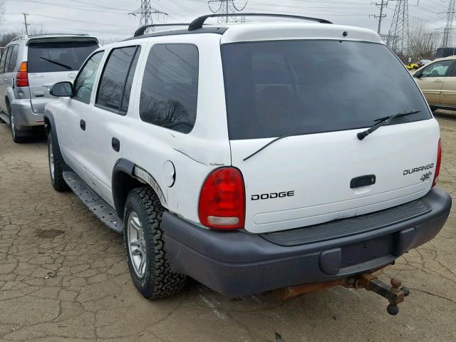 1D4HS38N93F551885 - 2003 DODGE DURANGO SP WHITE photo 3