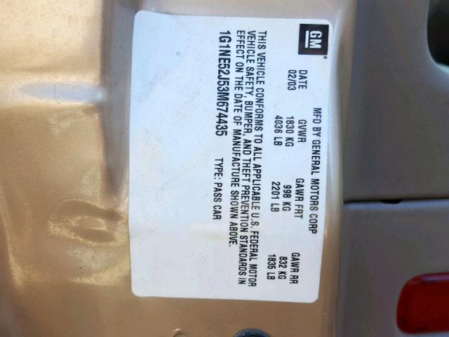 1G1NE52J53M674435 - 2003 CHEVROLET MALIBU LS TAN photo 10