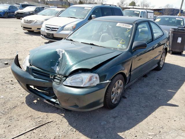 1HGEJ6226YL025257 - 2000 HONDA CIVIC DX GREEN photo 2