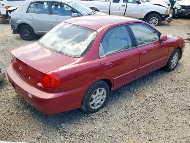 KNAFB121135290379 - 2003 KIA SPECTRA BA MAROON photo 4