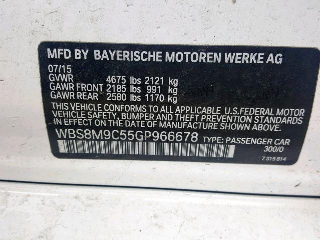 WBS8M9C55GP966678 - 2016 BMW M3 WHITE photo 10