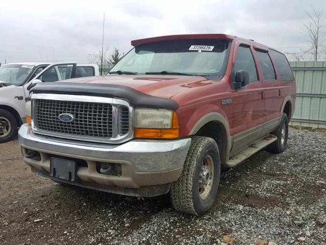 1FMNU43S9YEB54196 - 2000 FORD EXCURSION RED photo 2