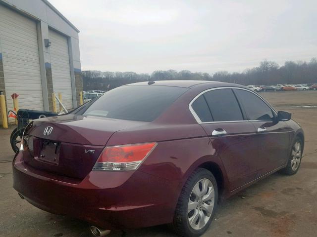 1HGCP36849A006321 - 2009 HONDA ACCORD EXL BURGUNDY photo 4