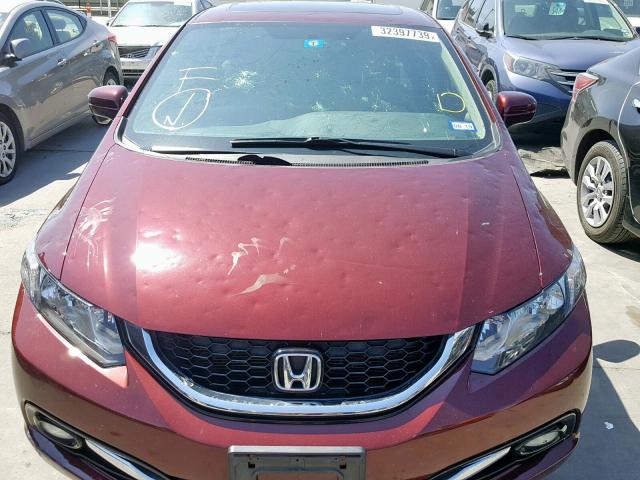 2HGFB2F99FH521343 - 2015 HONDA CIVIC EXL მუქწითელი ფოტო 9