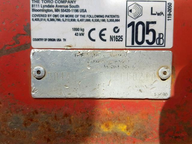 30448312000210 - 2011 TORO GROUNDMAST RED photo 10