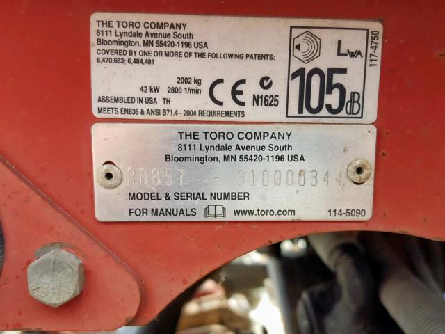 30857310000344 - 2011 TORO GROUNDMAST RED photo 10