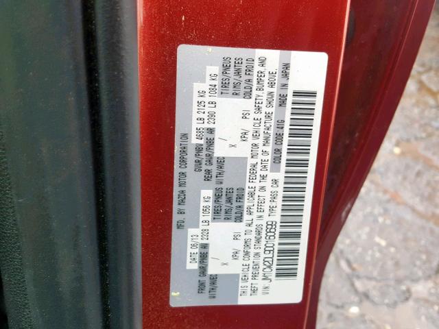 JM1CW2DL9D0160699 - 2013 MAZDA 5 RED photo 10