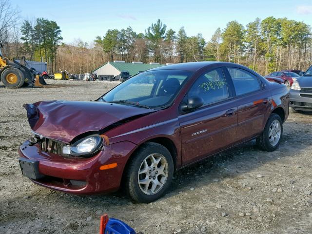 1B3ES46CX1D272222 - 2001 DODGE NEON SE MAROON photo 2