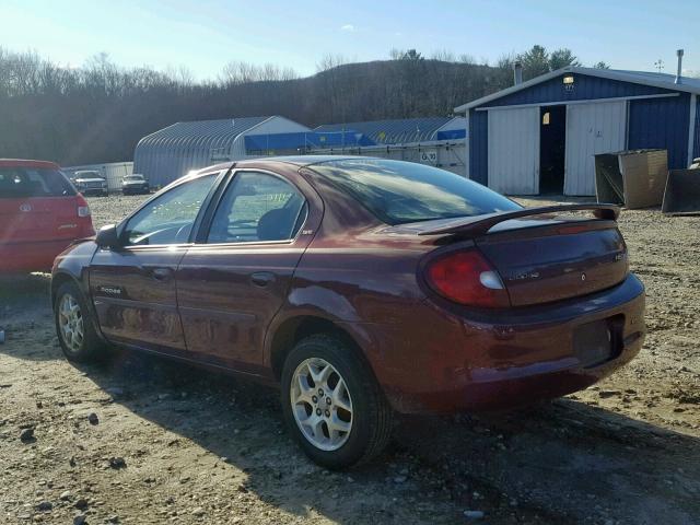 1B3ES46CX1D272222 - 2001 DODGE NEON SE MAROON photo 3