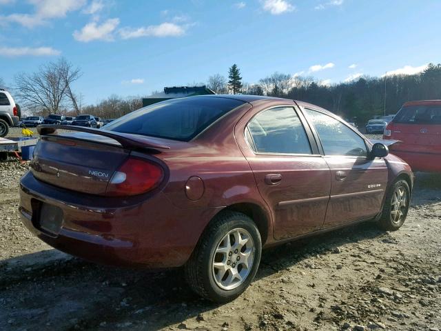 1B3ES46CX1D272222 - 2001 DODGE NEON SE MAROON photo 4