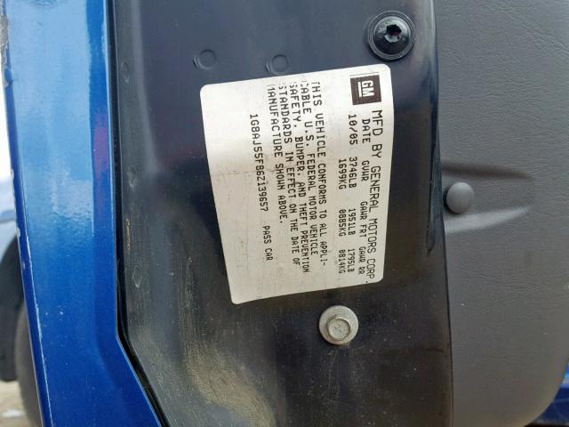 1G8AJ55F86Z139657 - 2006 SATURN ION LEVEL BLUE photo 10
