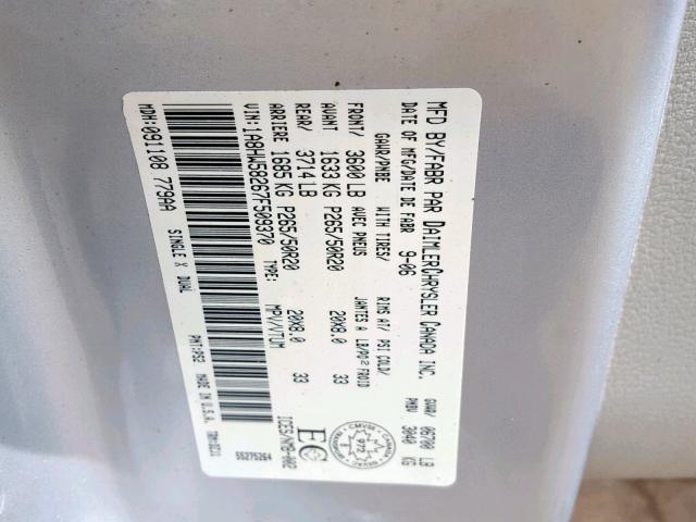 1A8HW58267F509370 - 2007 CHRYSLER ASPEN LIMI SILVER photo 10