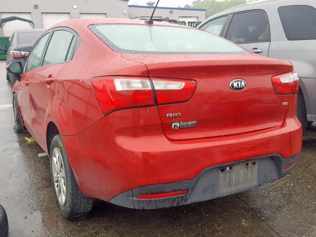 KNADM4A39E6351383 - 2014 KIA RIO LX RED photo 3