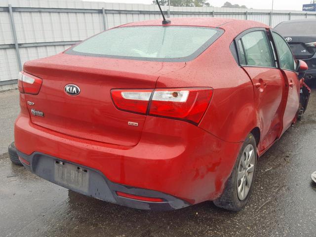 KNADM4A39E6351383 - 2014 KIA RIO LX RED photo 4