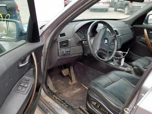 WBXPA734X5WC48866 - 2005 BMW X3 2.5I GRAY photo 9