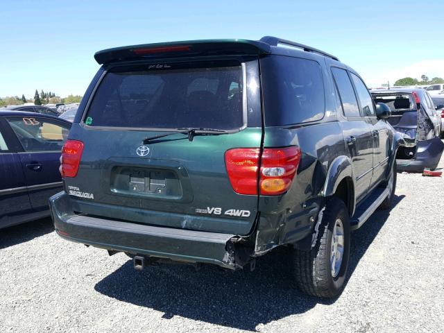 5TDBT48A72S122763 - 2002 TOYOTA SEQUOIA LI GREEN photo 4