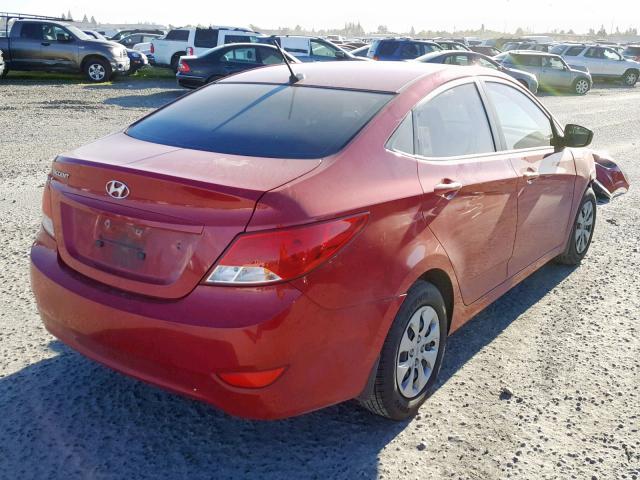 KMHCT4AE8GU079177 - 2016 HYUNDAI ACCENT SE RED photo 4