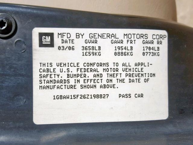 1G8AW15F26Z198827 - 2006 SATURN ION LEVEL WHITE photo 10