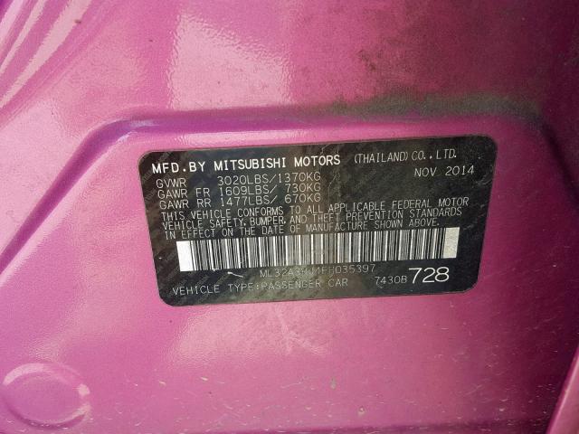 ML32A3HJ4FH035397 - 2015 MITSUBISHI MIRAGE DE PINK photo 10