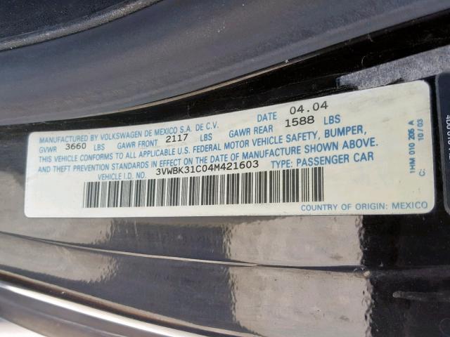 3VWBK31C04M421603 - 2004 VOLKSWAGEN NEW BEETLE Qara foto 10