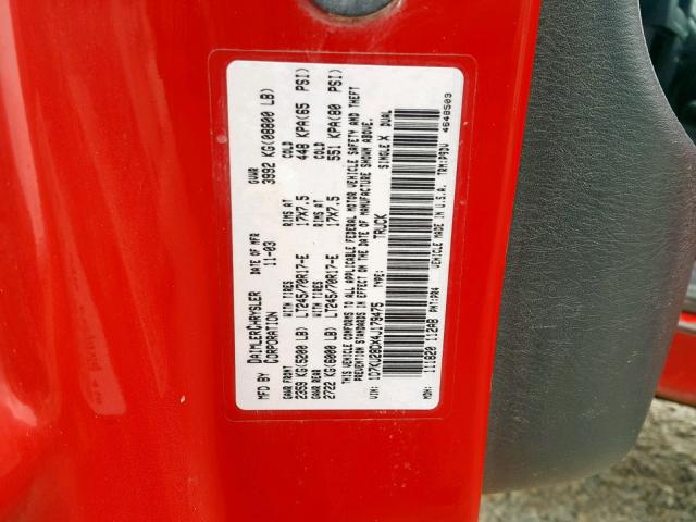 1D7KU28DX4J179475 - 2004 DODGE RAM 2500 S RED photo 10