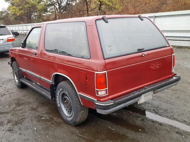 1GNCT18Z3M0100099 - 1991 CHEVROLET BLAZER S10 RED photo 3