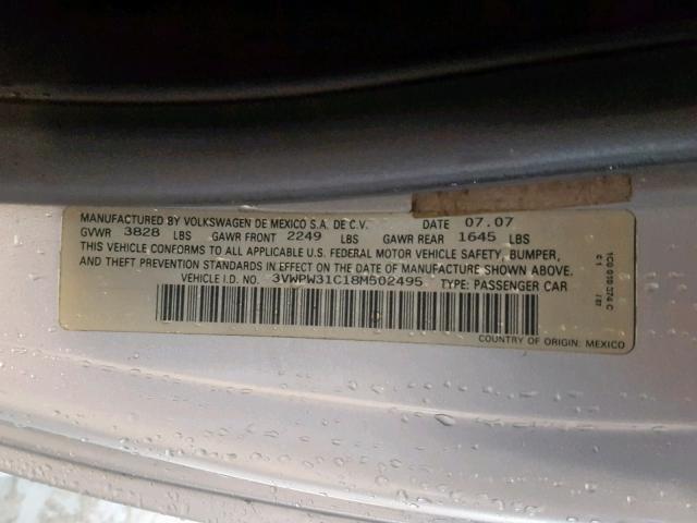 3VWPW31C18M502495 - 2008 VOLKSWAGEN NEW BEETLE Gümüş foto 10