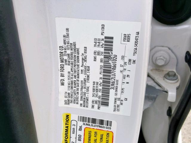 3LN6L2LU7FR601020 - 2015 LINCOLN MKZ HYBRID WHITE photo 10