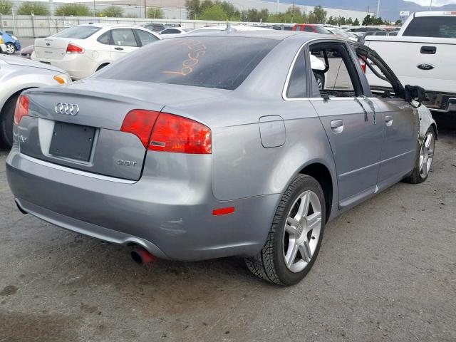 WAUAF78E18A035502 - 2008 AUDI A4 2.0T GRAY photo 4