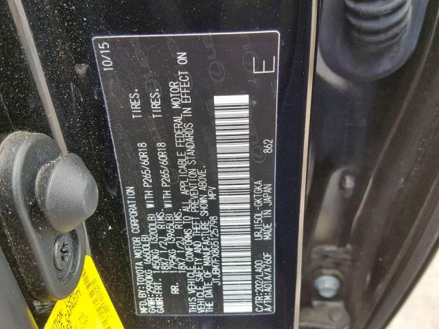 JTJBM7FX8G5125798 - 2016 LEXUS GX BLACK photo 10