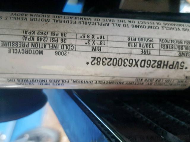 5VPHB26DX63002382 - 2006 VICTORY MOTORCYCLES HAMMER BLUE photo 10