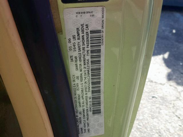 3VWSG31C26M412356 - 2006 VOLKSWAGEN NEW BEETLE Yaşıl foto 10