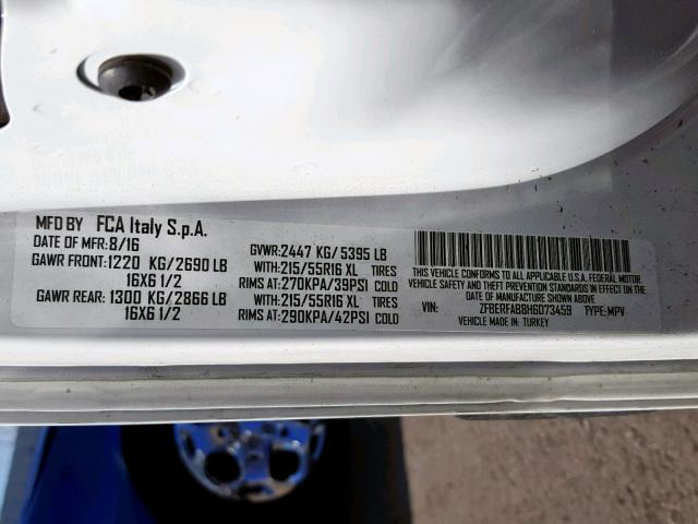 ZFBERFAB8H6D73459 - 2017 RAM PROMASTER 白色 照片 10