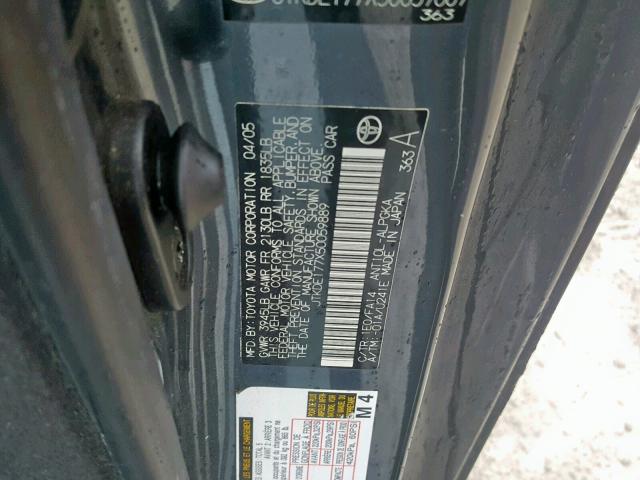 JTKDE177X50059889 - 2005 TOYOTA SCION TC შავი ფოტო 10