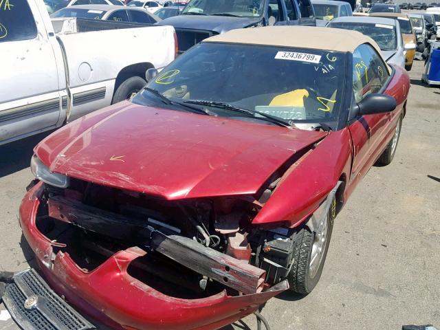 3C3EL55H6TT291639 - 1996 CHRYSLER SEBRING JX RED photo 2