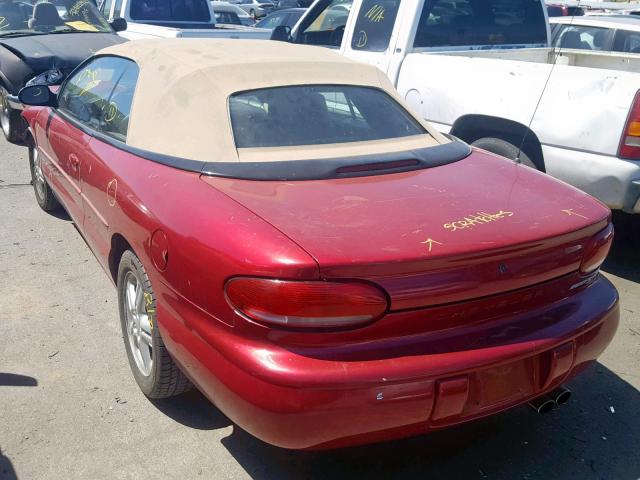 3C3EL55H6TT291639 - 1996 CHRYSLER SEBRING JX RED photo 3