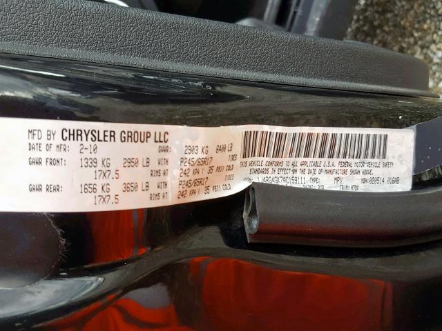 1J4RG4GK7AC159111 - 2010 JEEP COMMANDER 黑色 照片 10