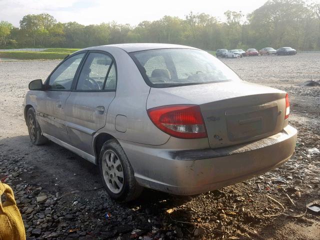 KNADC125246308360 - 2004 KIA RIO SILVER photo 3