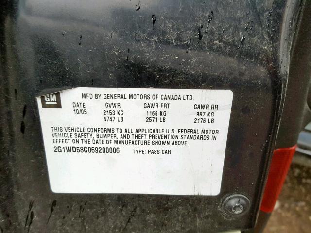 2G1WD58C069200006 - 2006 CHEVROLET IMPALA SUP Қара фото 10