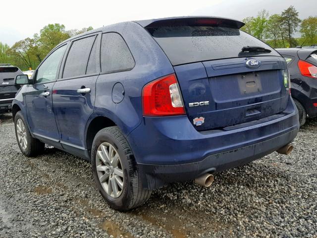 2FMDK3JC2BBB02192 - 2011 FORD EDGE SEL BLUE photo 3