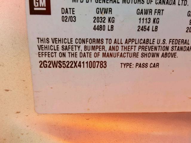 2G2WS522X41100783 - 2004 PONTIAC GRAND PRIX 银色 照片 10