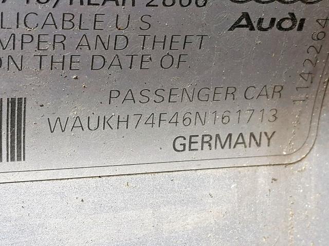 WAUKH74F46N161713 - 2006 AUDI A6 AVANT Q GRAY photo 10