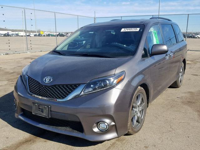 5TDXZ3DC2HS857942 - 2017 TOYOTA SIENNA SE GRAY photo 2