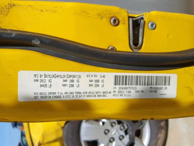 1B3HB48B07D576623 - 2007 DODGE CALIBER SX YELLOW photo 10