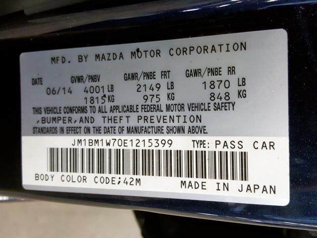 JM1BM1W70E1215399 - 2014 MAZDA 3 GRAND TOURING  photo 10