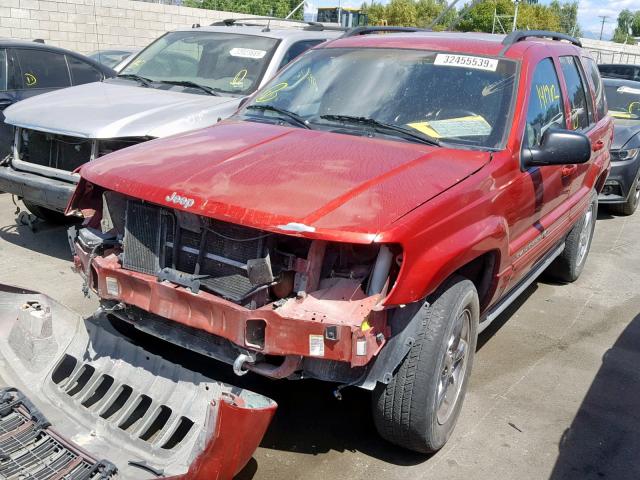 1J8GW68J02C105581 - 2002 JEEP GRAND CHER RED photo 2