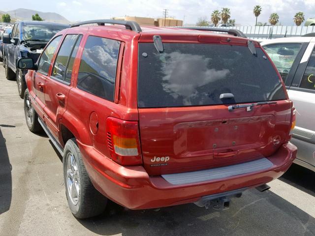 1J8GW68J02C105581 - 2002 JEEP GRAND CHER RED photo 3