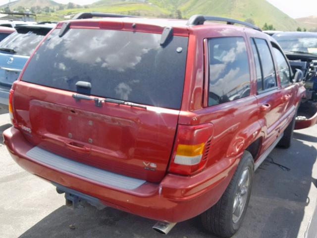 1J8GW68J02C105581 - 2002 JEEP GRAND CHER RED photo 4