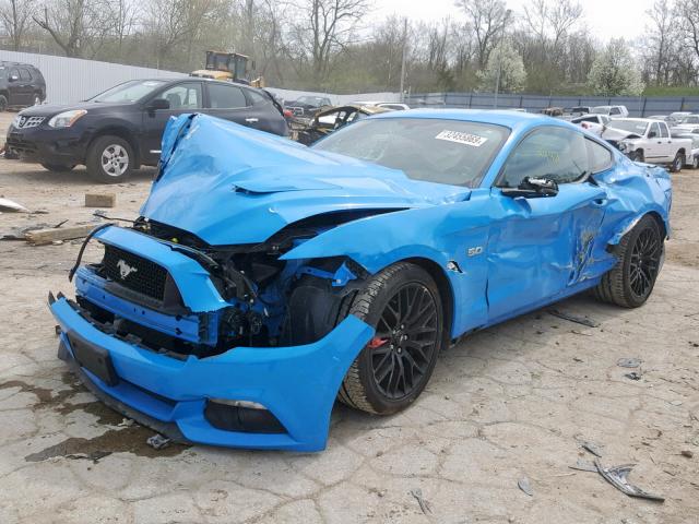 1FA6P8CF6H5323297 - 2017 FORD MUSTANG GT BLUE photo 2