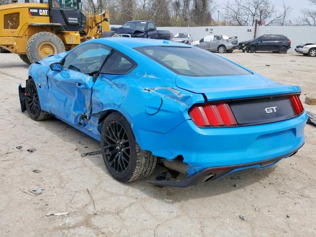 1FA6P8CF6H5323297 - 2017 FORD MUSTANG GT BLUE photo 3